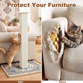 Tall Cat Scratching Post for Indoor Cats Adults with Carpet, White