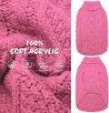 BINGPET Thermal Knitted Dog Sweater for Small Medium Large Dogs,Winter Dog Cat Coat Warm Sweartershirts Outfits,Classic Cable Knit Turtleneck Pullover Dog Jumper Coat Warm Sweartershirts