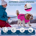 Dogcheer Warm Dog Coat, Waterproof Fleece-Lined Dog Jacket with Leash Hole
