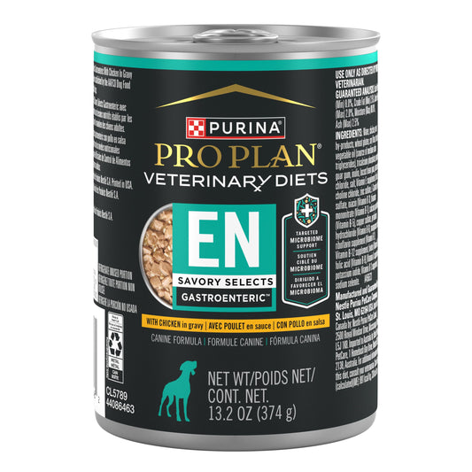Pro Plan Veterinary Diets Purina EN Savory Selects Gastroenteric with Chicken in Gravy Canine Formula Gastrointestinal Dog Food - (Pack of 12) 13.2 oz. Cans