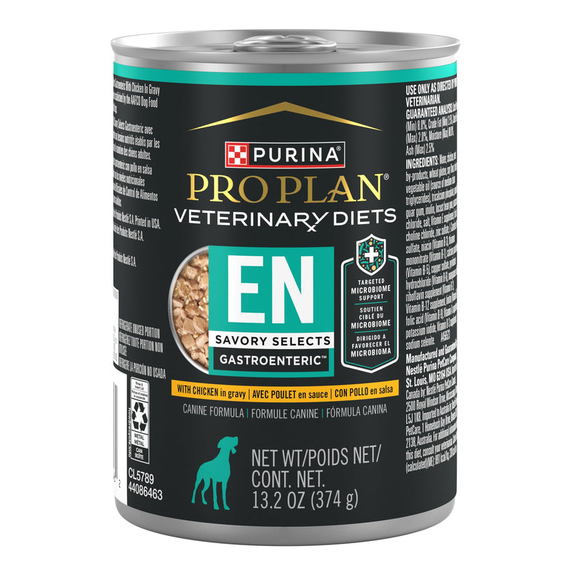 Pro Plan Veterinary Diets Purina EN Savory Selects Gastroenteric with Chicken in Gravy Canine Formula Gastrointestinal Dog Food - (Pack of 12) 13.2 oz. Cans