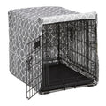MidWest Homes for Pets Small Dog Crate Cover Featuring Teflon Fabric Protector, Poly-Cotton Privacy Kennel Cover Fits Most 24-inch Crates, Gray Designer Print, Washable, Reduces Barking