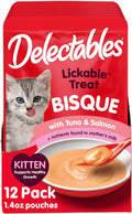 Delectables Lickable Treat Bisque Kitten Wet Cat Treat with Real Tuna & Salmon, Completed & Balanced, Hydrating, Grain-F