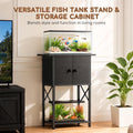10 Gallon Fish Tank Stand with Storage Cabinet, Aquarium Stand with Rust-Proof Metal Frame, Heavy Duty Waterproof Reptil