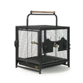 Prevue Pet Products Playtop Travel Carrier - Outdoor Travel Bird Cage for Small Parrots & Birds, Front Facing Door, Rope Perch, Lightweight & Portable, Easy Transport - Black