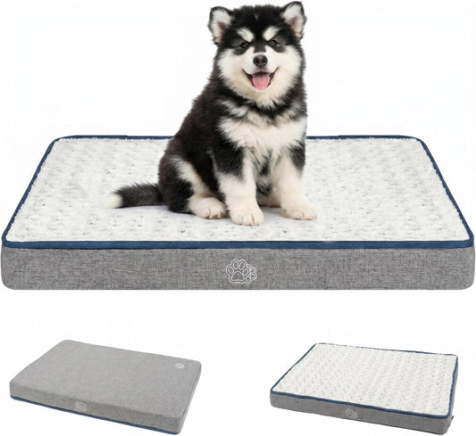 EMPSIGN Reversible Dog Bed Mat, Washable Pet Bed for Large Medium Small Dogs, Kennel Pad with Removable Cover, Bed Mattr