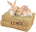 PINVNBY Hay Mats for Rabbits,12 Pack Natural Rabbit Grass Mat,Small Animal Woven Bed Resting Sleeping,Chewing,Nesting an