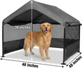 Yokaniwa Dog Tent House Outdoor Shade 4'x4'x3' Shelter for Large Medium Pets,Outside Sun Rain Waterproof Canopy with Three-Sided Breathable Mesh Windows,Livestock House with Ground Nails,Dark Gray