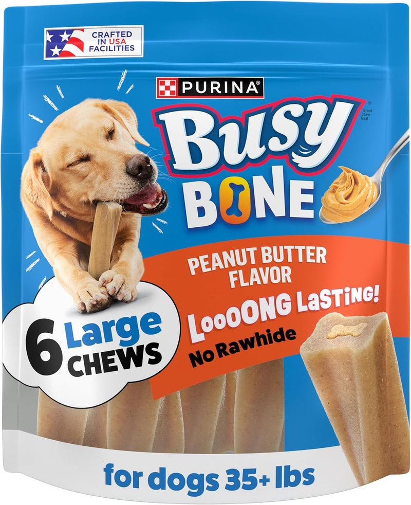 Purina Busy Bone Large Dog Chew Treats, Peanut Butter Flavor, 6 ct Pouch