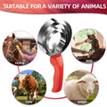 Double Sided Stainless Steel Curry Comb With Soft Grip, Shedding & Grooming Tool For Dogs, Cattle & Horses (Red)
