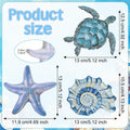 3Pcs Beach Theme Wooden Tabletop Ocean Sea Turtle Conch Decor Signs