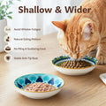 Ceramic Cat Bowls Set of 6 - Colorful Cute Shallow Cat Dishes - Great for Multi-Pet Homes - 5.6 Inch, Whisker Friendly and Wide - Microwave & Dishwasher Safe - 5.3 oz (185 ml)