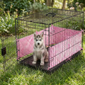 Crate Bumpers for Dog Cages with Ties, 18"X12"X7" Pink (Bumper Only)