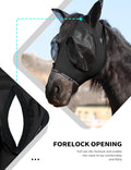 Harrison Howard Horse Fly Mask with Forelock Opening Stretch Breathable and Comfortable for Horses UV -Protection Black 