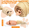 HezzLuv 262FT/80M Cat Scratching Sisal Rope, 6mm 1/4inch Thick Natural Jute Rope for Scratch Posts, Cat Trees, DIY Projects, Sisal Rope for Scratcher with 2 Mouse Toys (Natural, 262ft)