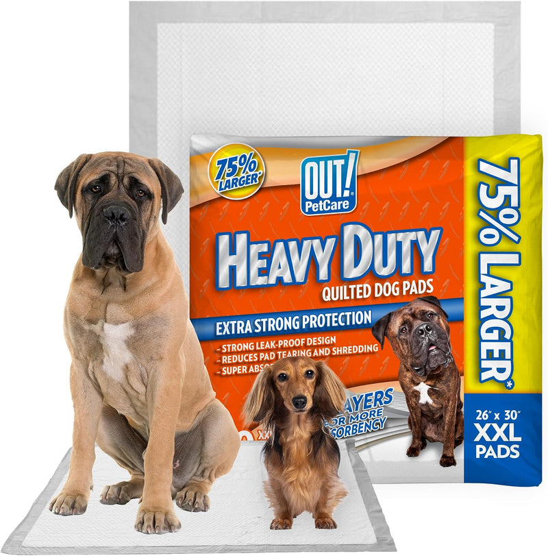 OUT! Petcare Puppy Pads XXL, Heavy Duty, Leak Proof Pee Pads for Dogs, Potty Training & Housebreaking, Puppy Essentials (26