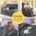 Luciphia Waterproof Dog Blanket for Large Dogs Ultra-Soft Calming Cut Pile Flannel Throw Durable & Warm Furniture Protection for Couch Bed Pet Blanket Machine Washable Stone Gray,L(65''x57'')