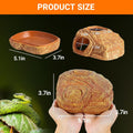 REPTI ZOO Gecko Hide Cave, 2 in 1 Snake Reptile Hideout for Hide & Rest & Breed & Feeding, Reptile & Amphibian Habitat D