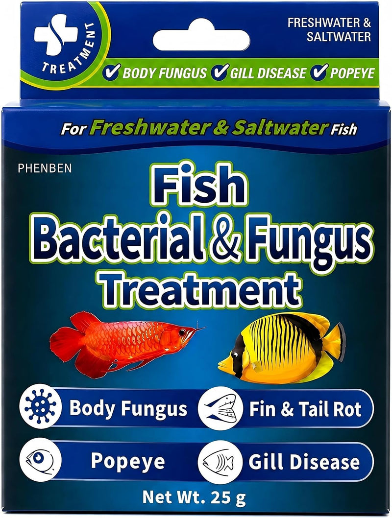 Fish Medication, for Freshwater & Saltwater Gram, Supports Fish Wellness & Healthy-Looking, 25g