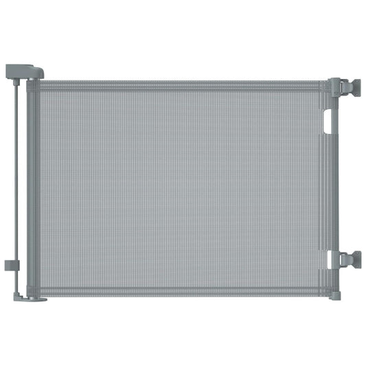 Retractable Baby Gates, Mesh Dog Gate for Doorways, 33.6" Tall, Expands to 55" Wide,Pet Safety Essential Fit for Baseboards, Wide Toddlers Gates for Hallways, Indoor & Outdoor,Gray