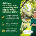 Happy Wings 5LB Songbird Blend Bird Food, Sunflower, Safflower, Peanuts