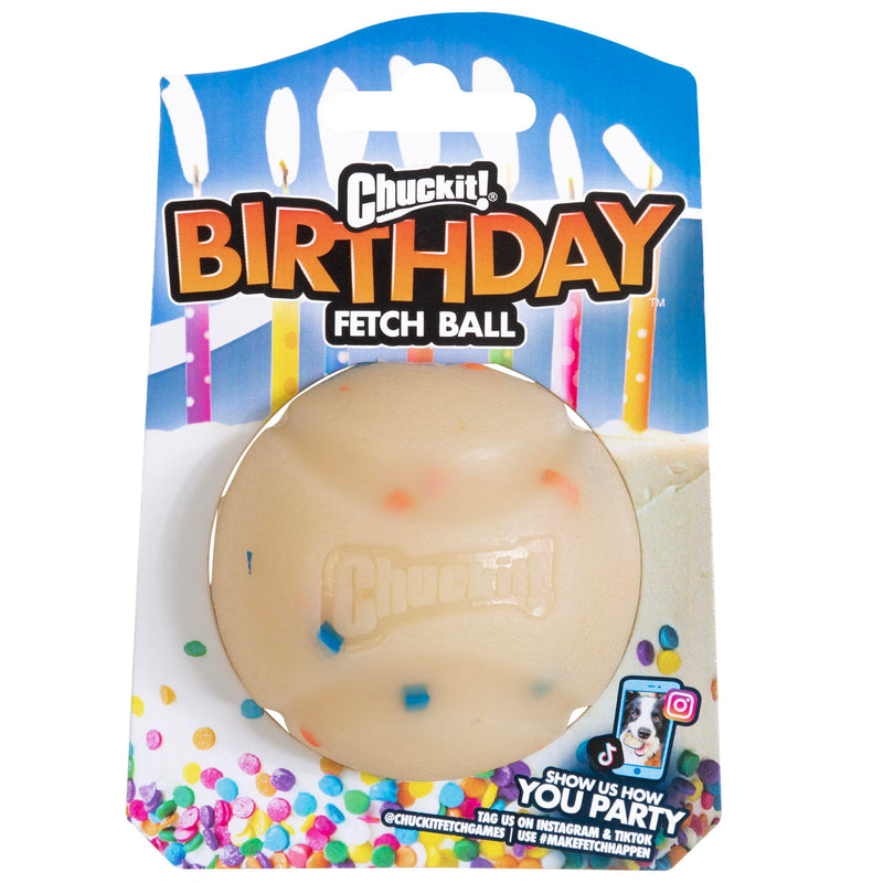 Chuckit! Birthday Fetch Ball, Medium (2.5 Inch Diameter), for Dogs 20-60 lbs, Pack of 1