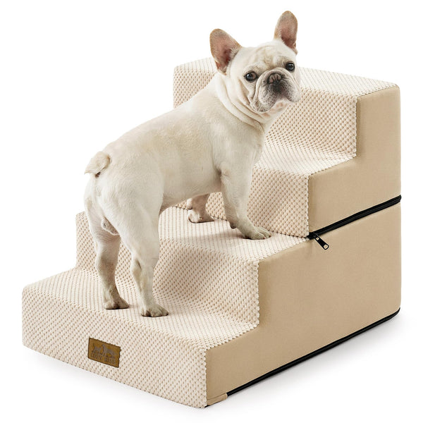 COZY KISS Dog Stairs for Small Dogs, 4 Tier Removable Pet Stairs for Couch and Bed, 17.7