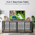 Lyromix 86.62'' Dog Crate Furniture Large Breed TV Stand, Grey