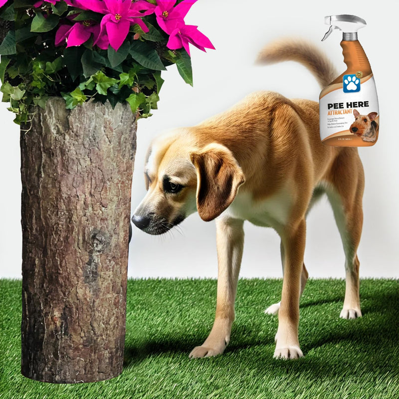 Bushy Box Realistic Hollow Log Pee Post for Dogs – 32” Outdoor Potty Marker Planter – Durable, Weatherproof Dog Potty Aid – Better Than a Fire Hydrant – Free Attractant Spray Included