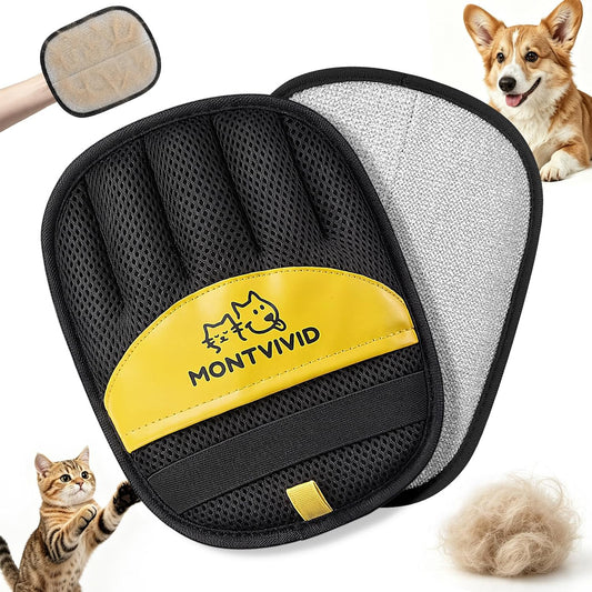 Montvivid Pet Hair Removal Glove,Newly Upgraded Reusable Electrostatic Cat & Dog Hair Remover for Furniture, Couch,Carpets & Laundry – Magic Brush Hair Cleaning Tool for Pet Owners