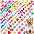 Mruq Pet 100pcs Dog Hair Bows, Small Puppy Grooming Bows with Rubber Bands - Mix Dainty Handmade Hair Accessories for Pet Yorkie and Tiny Dogs