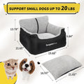 BurgeonNest Dog Car Seat for Small Dogs, Soft Pet Car Travel Home Bed Under 25 lbs, Fully Detachable and Washable Cat Booster Carseats with Storage Pockets and Clip-On Leash Portable Carrier,Black