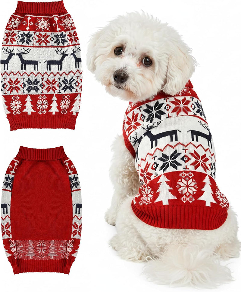 Christmas Dog Sweaters for Small Medium Large Dogs and Cats,Pet Soft Warm Holiday Outfit Girl & Boy,Pup Winter Clothes Turtleneck Double Knitting Collar for Out