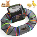 Guinea Pig Playpen with Tunnel, Rainbow Playpen with 98.4" Extended Tube & Open Side, Rabbit Playpen for Bunny, Hamster,