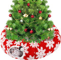 Cat Tunnel Christmas Tree Skirt for 5-7.5ft Trees - Prevent Christmas Tree Falling, Snowflake Patterns Warm Soft Cat Tub