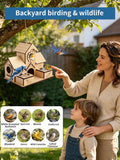 4-Hole Birdhouse for Outside with Feeding Tray, Cedar Wood