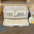 RUBYHOME Oversize Rabbit Litter Box with Drawer, Corner Toilet Box with Grate Potty Trainer, Bigger Pet Pan for Adult Gu