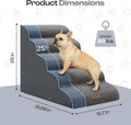 Miorun Extra Wide Dog Stairs for Large Dogs Up to 80lbs, 25" Pet Steps for High Bed with Washable Cover, 5-Step Foam Bed & Couch Ladder for Small Medium Dogs & Senior Cat, Gray
