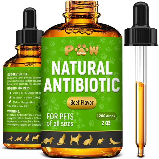 Antibiotics for Dogs | Antibiotics for Cats | Herbal Supplement for Digestion, Breathing, Urination | for Infections, Cough, Allergies | Beef Flavor & Cranberry | for All Pet Breeds | 2 Oz
