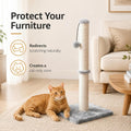 Dimaka 29" Height Tall Cat Scratching Post, Claw Scratcher with Sisal Rope and Covered with Soft Smooth Plush, Vertical Scratch [Full Strectch] for Standard Size Cats(Grey, 29 inches for All Cats)