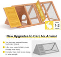 Rabbit Hutch, Small A-Frame Chicken Coop Outdoor w/ 2 Door & Run Cage(Wood)