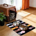 Cat Food Mat Pet Feeding Mat Paw 12" X 20" Non-Slip Super Absorbent, Dog Food Mat Pet Supplies for Floor (Black)