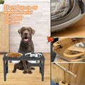 ADENGL Metal Raised Dog Bowl, 10" Tall Elevate Dog Feeder Stand with 2 Stainless Steel 42oz Bowls & 16x24 Non-Slip Mat – Stronger Dogs Food & Water Bowl Stand (Black)