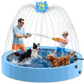 Pechfun 79'' Dog Pool with Sprinkler, Foldable Dog Pools for Large Dogs, 2-in-1 Non-Slip Swimming Pool for Dogs & Kids, Heavy Duty Hard Plastic Pet Bathing Tub for Outdoor Backyard, Blue