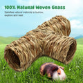 BWOGUE Hamster Grass Tunnel Toy, Guinea Pig Grass Tunnel, 4-Way Hideaway
