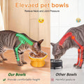Koieam Cat Slow Feeder Flower-Shaped Ceramic Slow Feeder Cat Bowl, Tilted Raised Cat Slow Feeder Bowl for Whisker Relief, Prevents Vomiting & Bloating, Non-Slip Base