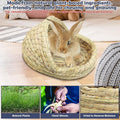 kathson Rabbit Grass House Bunny Woven Hay Bed Guinea Pig Hideout Hand Woven Natural Grass House for Hamster and Small A