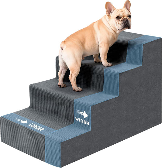 Dog Steps for Bed, 18" H Dog Stairs for Small Dogs, 4-Tier Pet Stairs with Washable Cover, Non-Slip Pet Steps for Dogs t