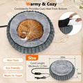 INVENHO Heated Cat Beds for Indoor Cats and Small Dogs, 20" Cozy Donut Heated Pet Bed with Timer & Temp Adjustable, Remo