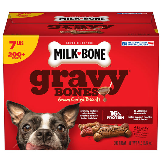 Milk-Bone GravyBones Dog Biscuits, Gravy Coated Small Dog Treats, 7 Lb. Box